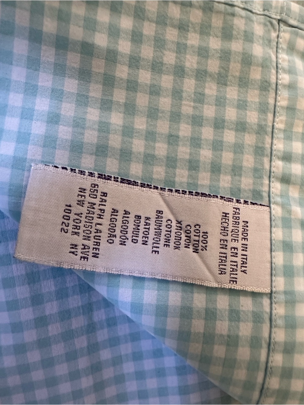 Ralph Lauren Purple Label Gingham Mint Green White Men’s Dress Shirt Size XXL - Picture 9 of 9